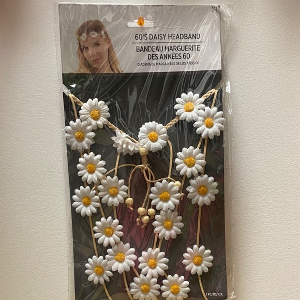 60's Daisy Headband - White and Yellow Floral Accessory